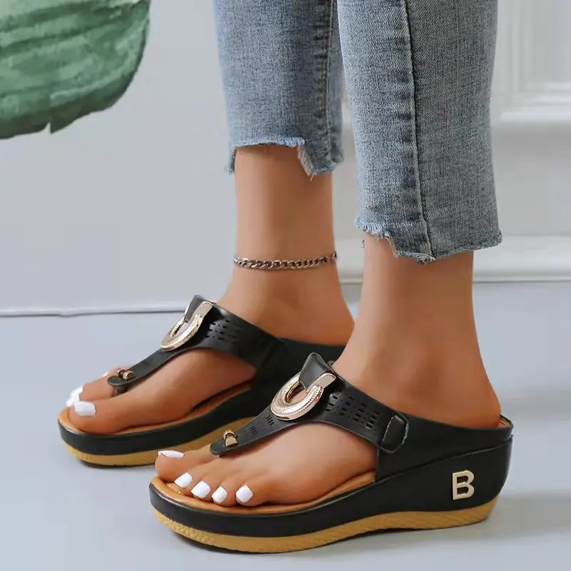 Summer Sandals Women 2026 Big Size Platform Sandals Wedges Flip Flops Shoes Comfortable Slippers Ladies Non-Slip Open Pantuflas