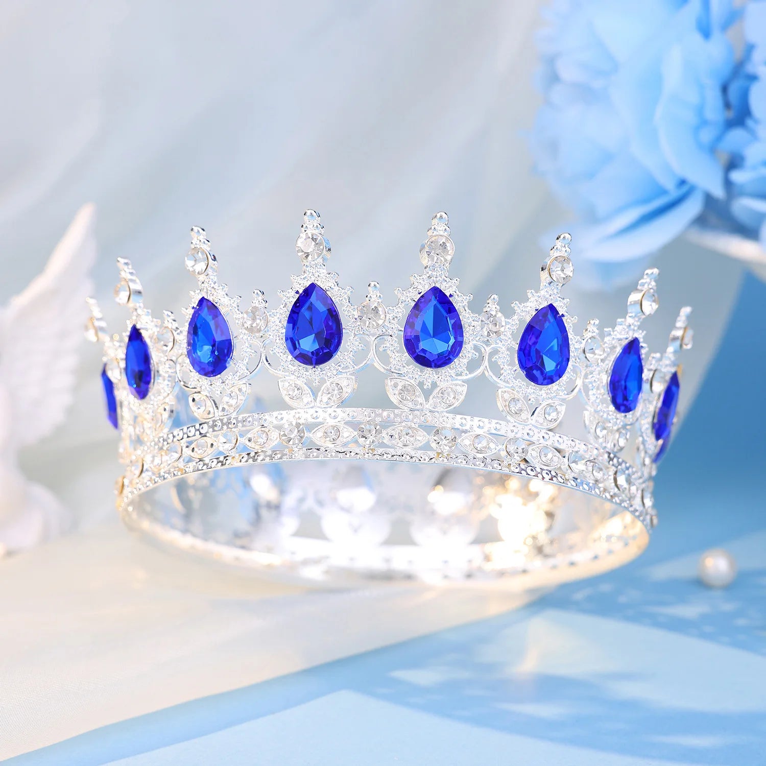 Baroque Round Crystal Tiaras And Crowns Headband Rhinestone Prom Diadem Crown Bridal Wedding Hair Accessories Jewelry Crown Gift