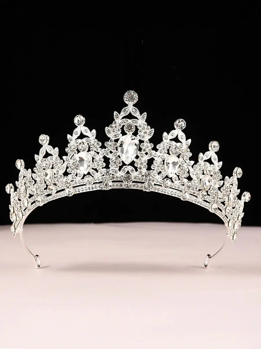 Wedding Hair Tiara Crystal Bridal Tiara Crown Silver Color Diadem Veil Tiaras Wedding Hair Accessories Headpieces Head Jewelry