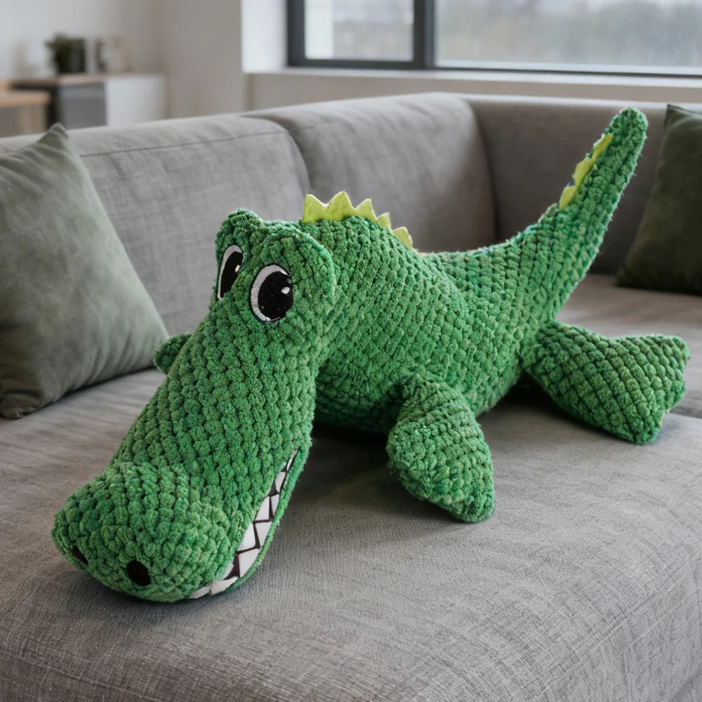 Pet Chew-Resistant Plush Interactive Toy with Sound, Dinosaur Shape, Crocodile, Suitable for Large, Medium, and Small Pets Like Cats and Dogs, Double-Layer Fabric, Built-In Airbag