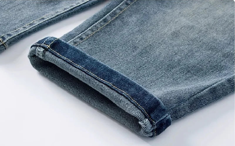 Boys Jeans Pants Spring Kids Wide Leg Straight Trousers Autumn Loose-Fit Casual Trousers Children's Trendy Sweatpants Pant 5-14Y