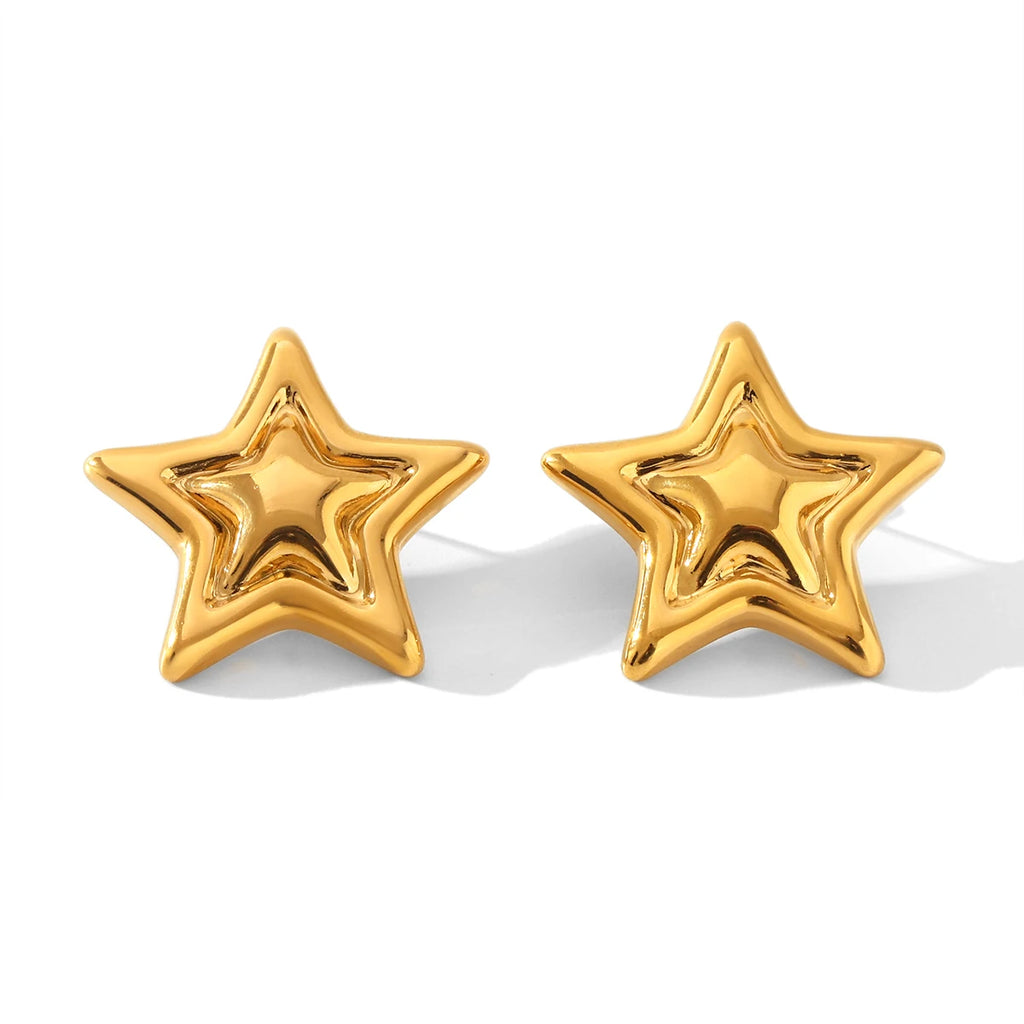 star Stainless steel earrings 18k gold plated  jewelry fashionable women's earring accessories Valentine's Day Gift For Woman