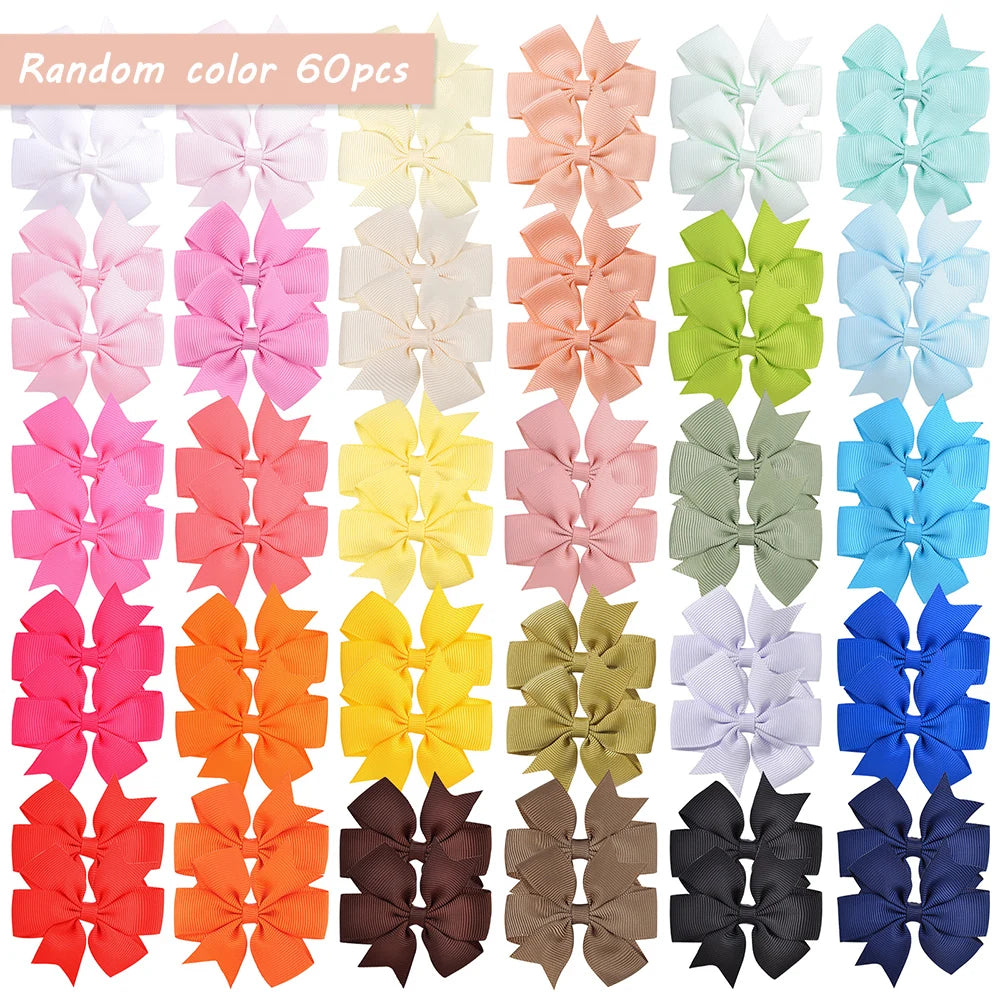 20/40Pcs Sweet Random Candy Color Bow Hair Clip Set for Baby Girls Cute Ribbon Hairpin Kids Headwear Kids Hair Accessories Gifts