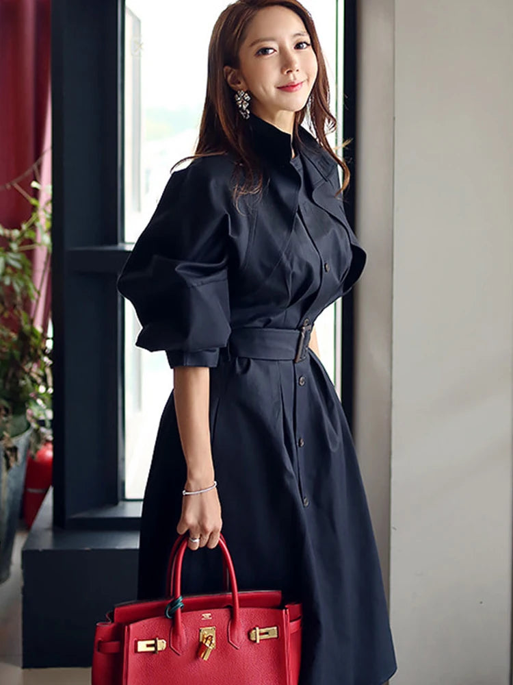 Elegant Women Windbreaker Casual Single Breasted Belt Pocket Jacket Coat Femme Mujer Chic Long Trench Outerwear Spring Autumn