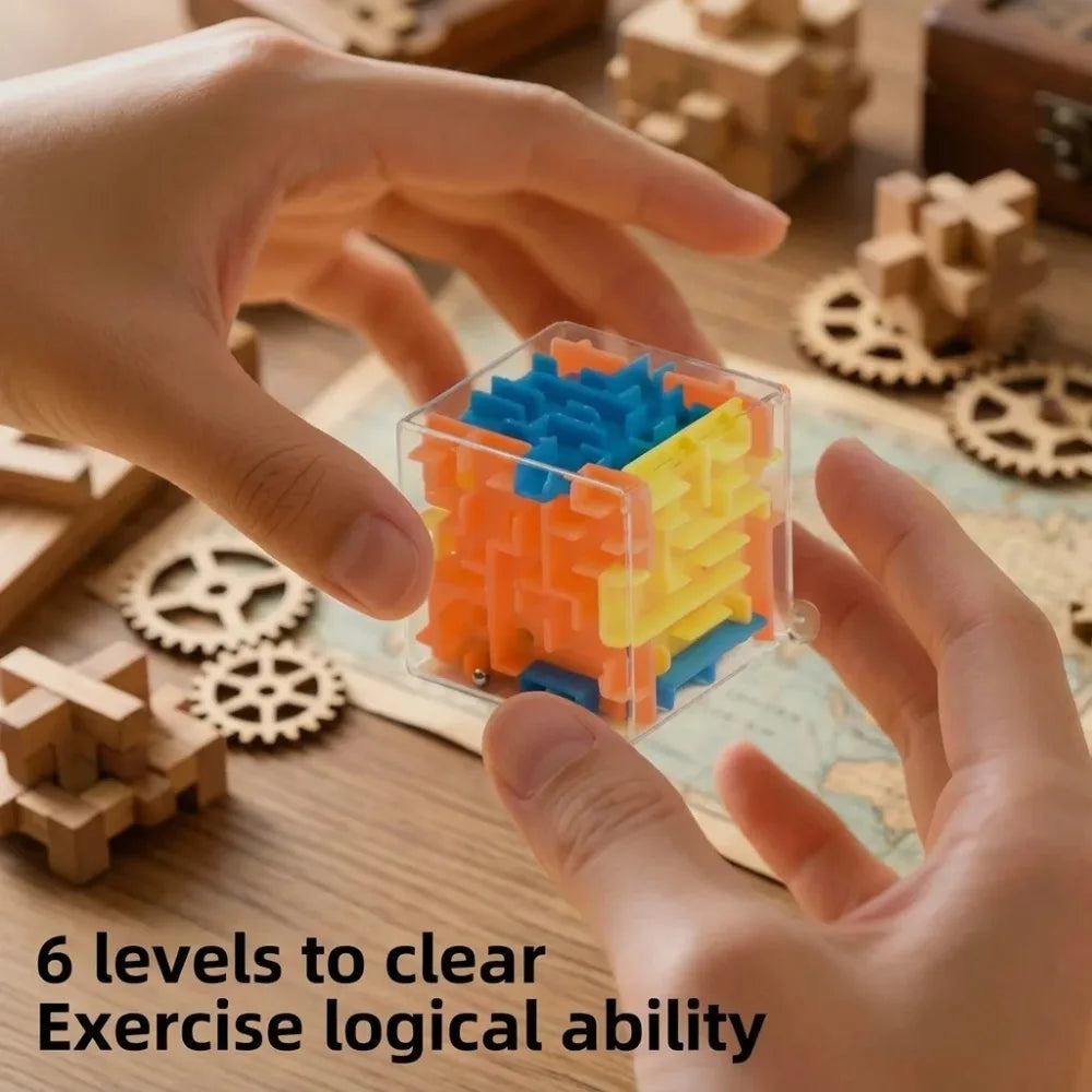 mini 3D Maze Magic Cube Six-sided Transparent Puzzle Speed Cube Rolling Ball Cubes Maze Toys For Children Stress Reliever Toys