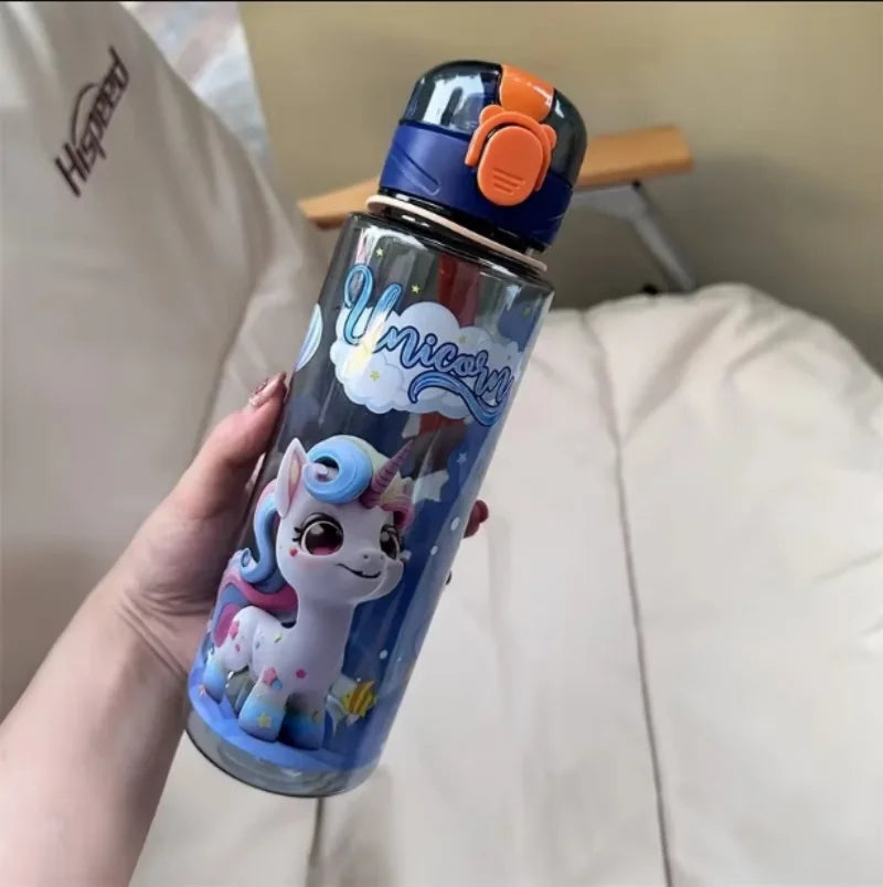 700ml Cosmic Astronaut Themed Insulated Water Bottle Leakproof Flip Lid Carrying Strap Portable Adorable Activities Cup BPA-Free