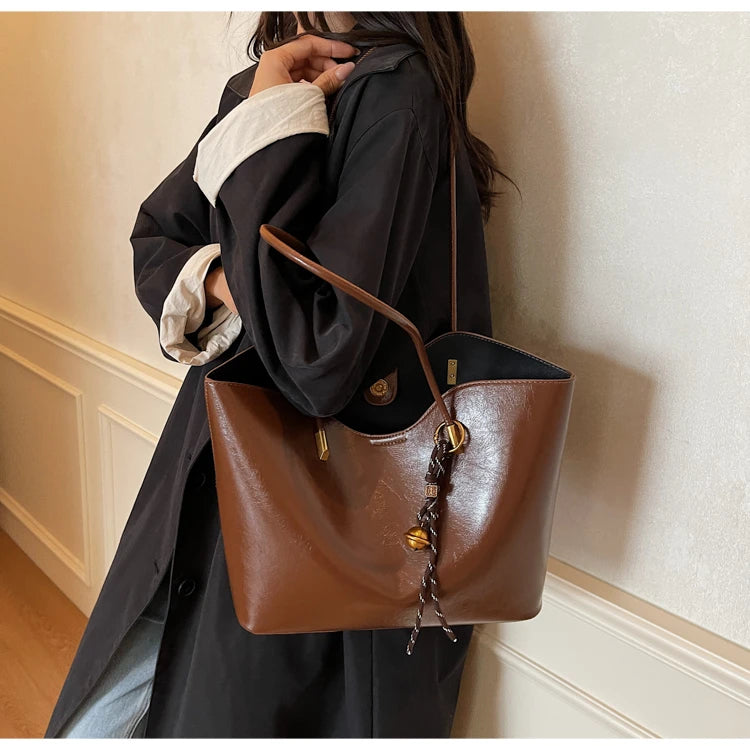 2025 Fashion Tote Bags for Women Versatile Commuting Women's Handbags PU Hasp Large Capacity Shoulder Bags High Quality