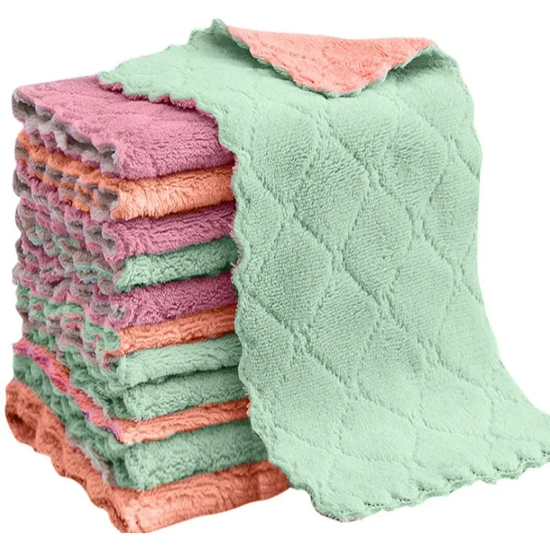10/20pcs Dishwashing Cloth Kitchen Cleaning Wipes Household Multipurpose Absorbent Nonstick Oil Fiber Cleaning Cloth