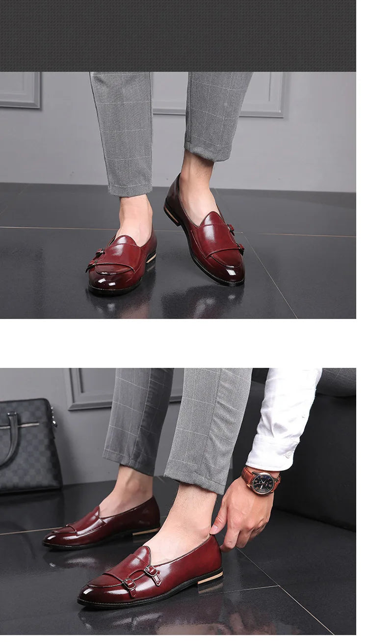 Man Shoes Leather Loafers designer Fashion Slip-on Casual Comfortable Double Monk Dress Shoe