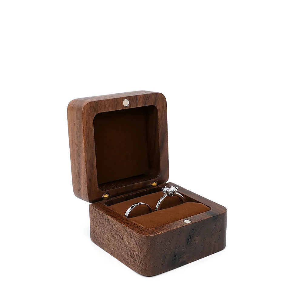 Diamond inlaid jewelry box, walnut solid wood wedding ring box, seeking marriage, diamond ring, Valentine's Day gift,  jewelry