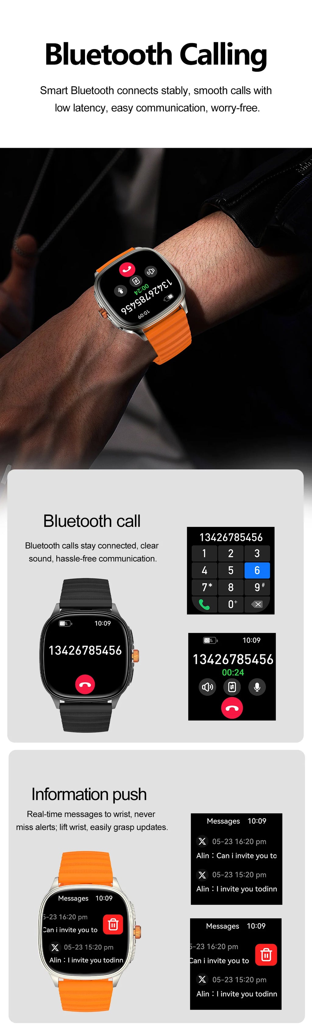 New Smart Watch 1.73" HD Screen NFC Voice Assistant Music Weather Sports Heart Rate High-precision Sensor Waterproof Smart Watch
