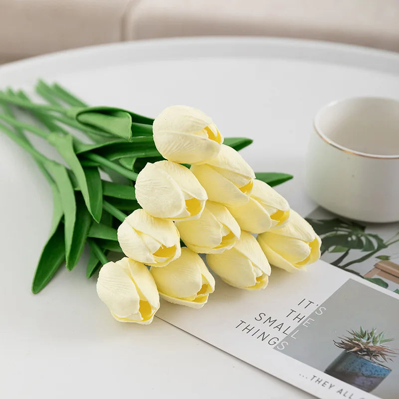 10/20PCS Simulate Handmade Tulip Bouquet Wedding Flower Arrangement Home Decoration