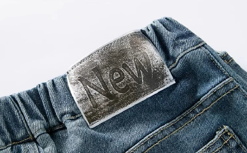 Boys Jeans Pants Spring Kids Wide Leg Straight Trousers Autumn Loose-Fit Casual Trousers Children's Trendy Sweatpants Pant 5-14Y