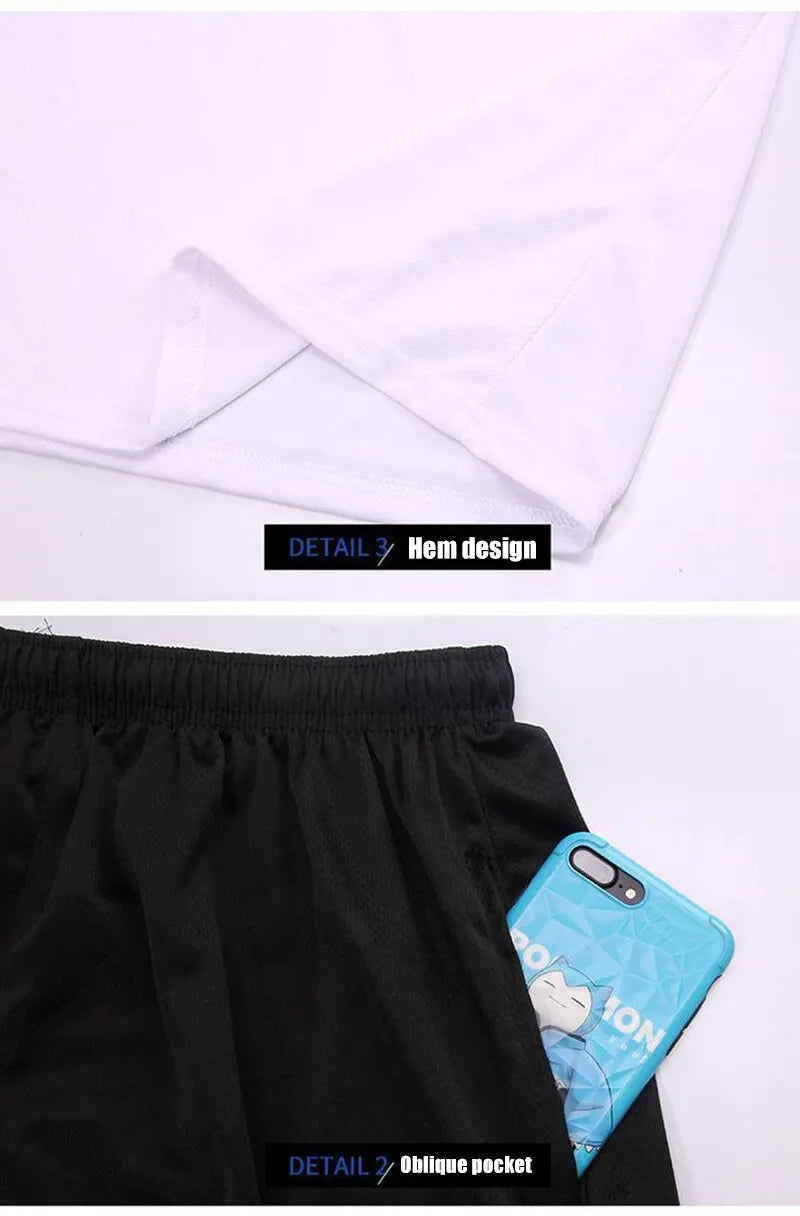 Summer Breathable Sports Suit Men's Short-Sleeved Shorts Loose Quick Drying T-Shirt Short Quarter Pants Casual Running Suit