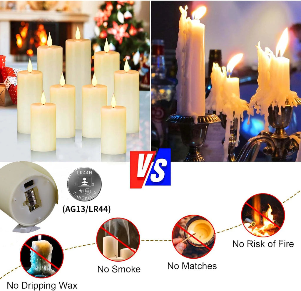 6-120PCS Led Candles Bulk Flickering Flameless Candles Battery Operated Fake Pillar Candle Wedding Birthday Party Decor Concert