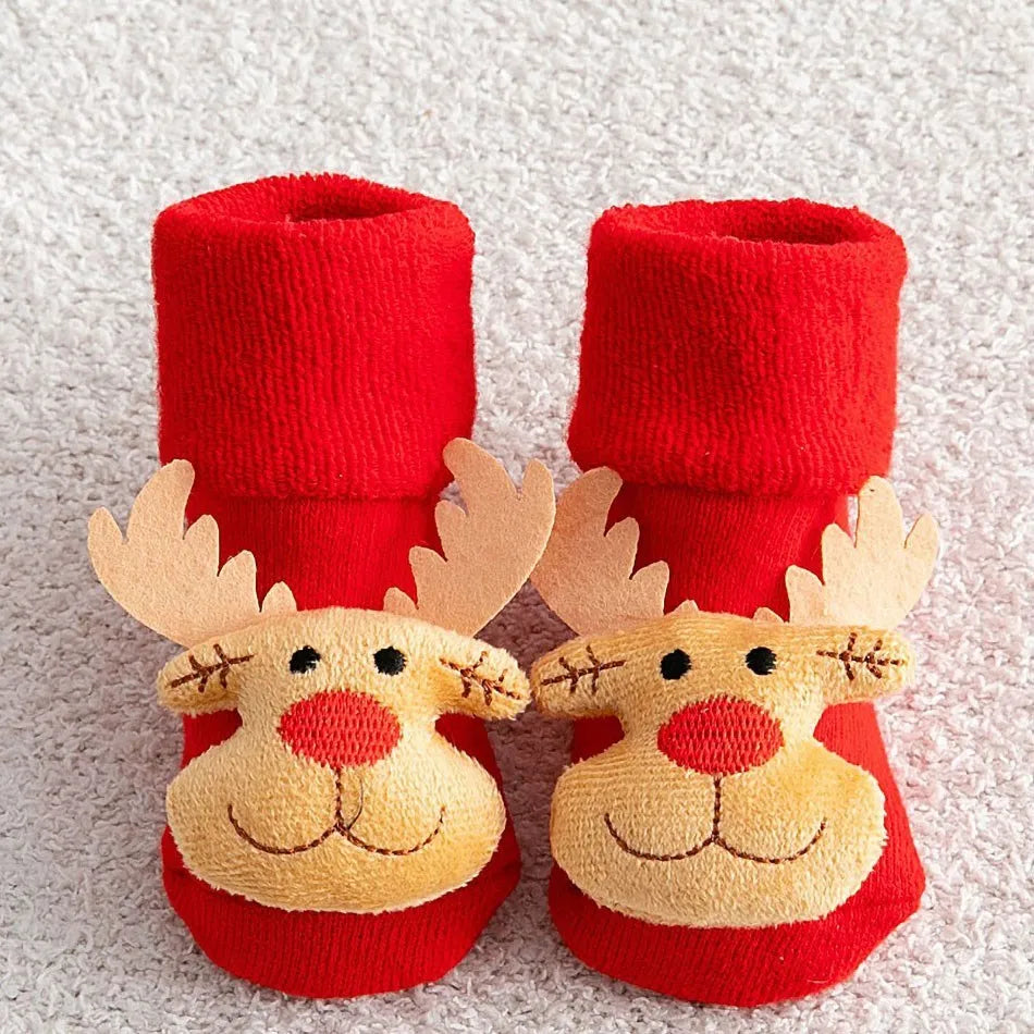 0-3 Years Children Clothing Accessories Infant Non-Skid Anti-Slip Stuff Boy Girl Floor Warm Christmas Stockings Kids Socks