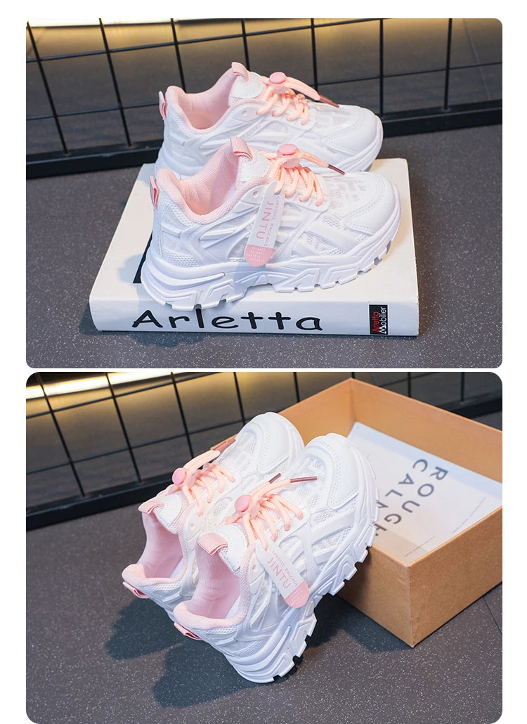 Girls Sneakers 2024 Children Casual Shoes Mesh Platform Designer Tennis Sneaker 6 To 12 Years Kids Sports Shoe for Girl