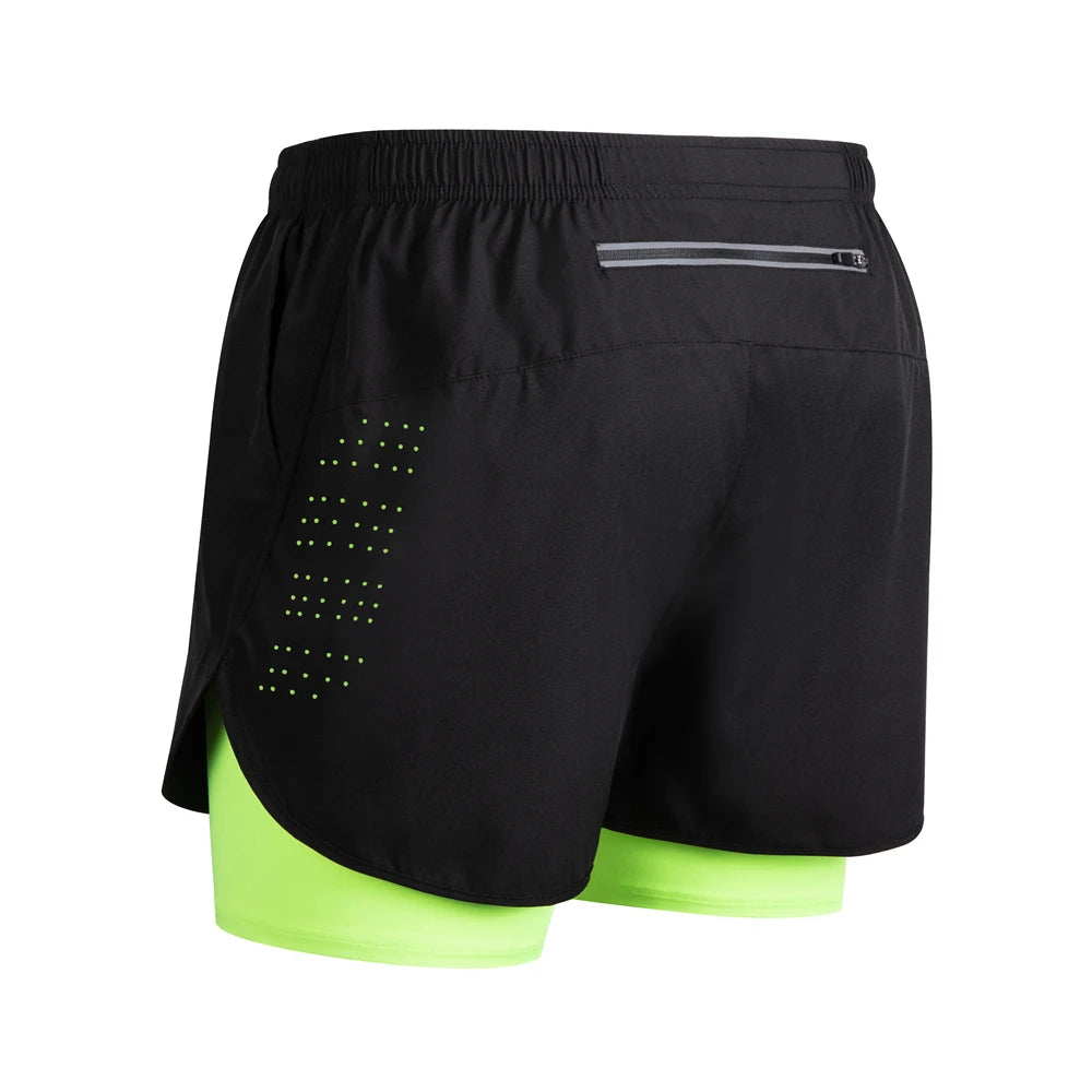 New men's running double-layer shorts quick-drying fitness 2-in-1 shorts men's sports workout training bodybuilding shorts male