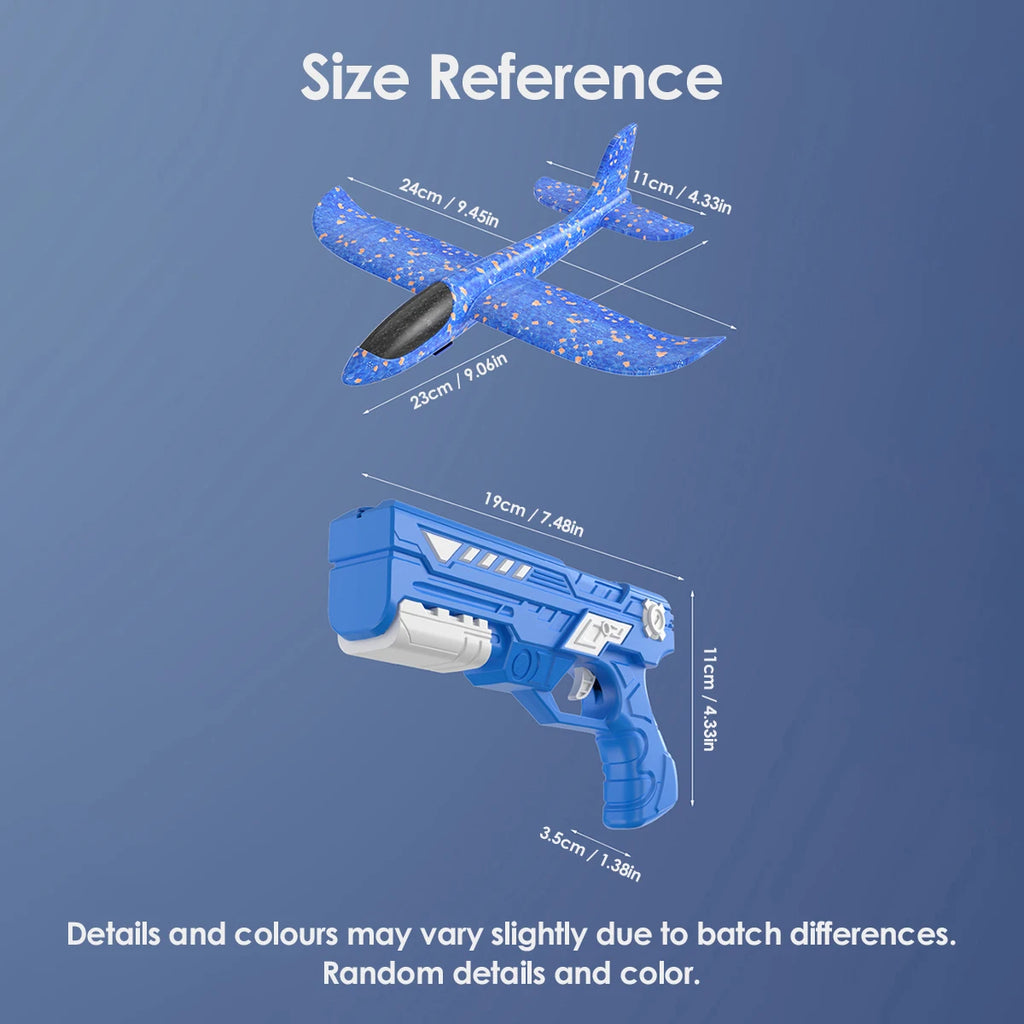 Children's outdoor three in one foam soft elastic toy gun, hand thrown ejection aircraft suit, foam aircraft color random