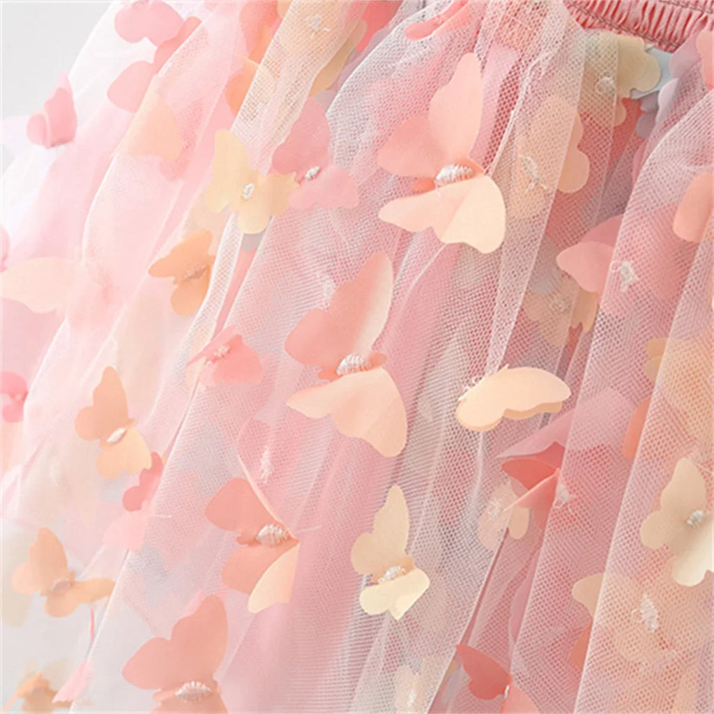 New Summer Baby Girl Dress Halter Butterfly Back Wings Fantasy Princess Dress Sweet Birthday Party Team Dress