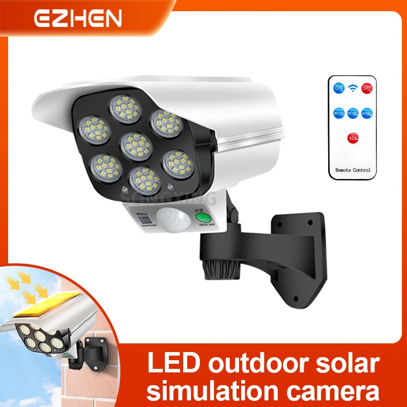 Solar Simulation Camera Lighting Motion Sensor Remote Control Fake Camera Waterproof Safety Light Outdoor Backyard Wall Lamp