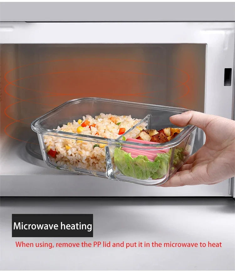 Glass Lunch Box Sealed Fresh-Keeping Box with Lid Portable Student Picnic Box Microwave-Heated Special Food Container Bento Box