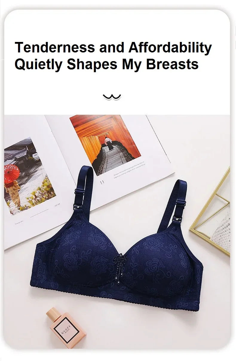 New Women Mom Bra Large Size Thin Cup Elderly Women Female Full-cup Brassiere Non-magnetic Non-steel Ring Ladies Mom Underwear