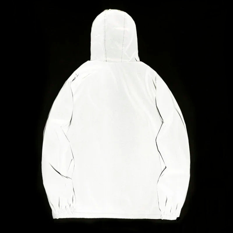 New Couple Night Reflective Clothing Solid Color Jacket Polyester Student Male Class Uniform Trendy Luminous Dancer Jacket