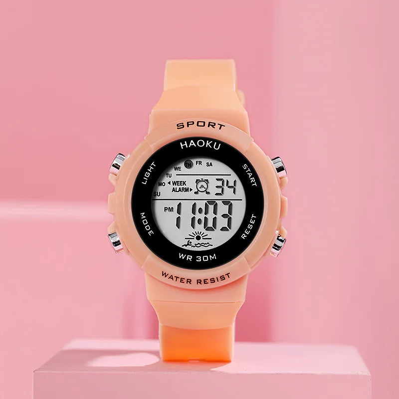 Fashion Sports Digital Watch for Women Girls Boys Chronograph Silicone Strap Electronic Watches Waterproof Luminous Wristwatch