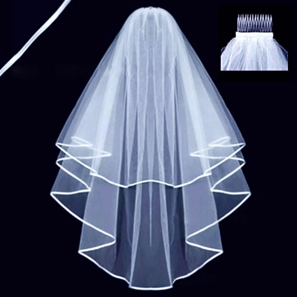Fashion Short Tulle Wedding Veils With Comb White Ivory Bridal Two Layer Veil for Bride for Marriage Wedding Accessories