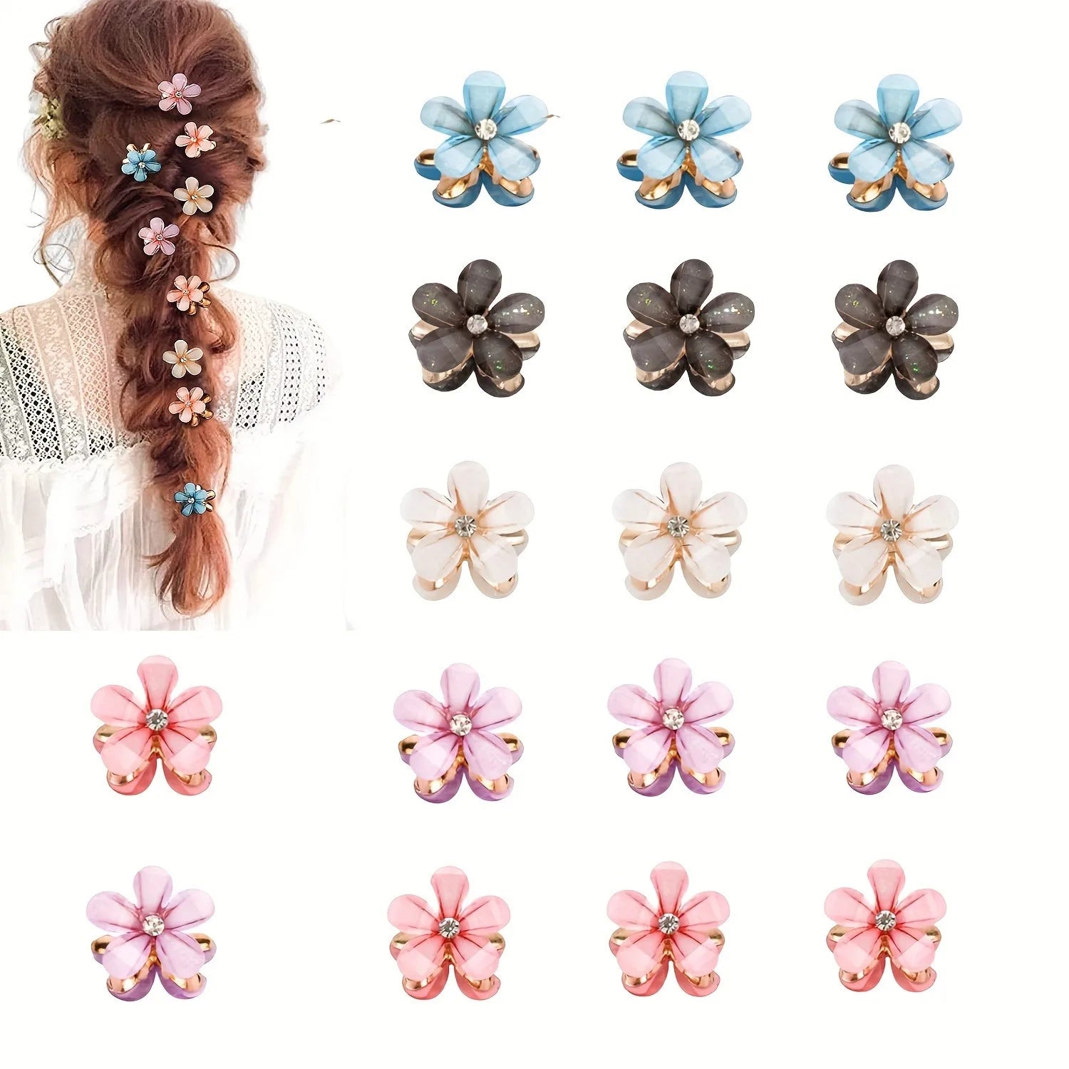 6pcs 3pcs 1pc Kids Women Girls Flower Shaped Hair Grab Clips, Faux Pearl Decorative Hair Barrettes Hair Decoration Accessories