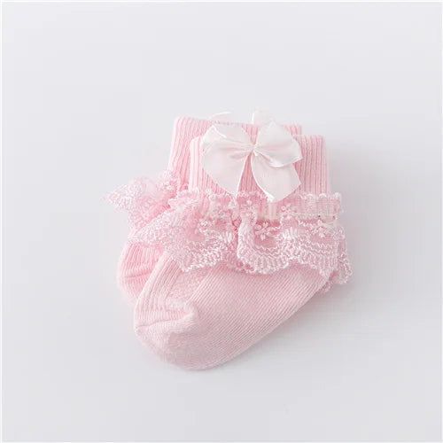 Lawadka 0-24Month Newborn Baby Socks For Girls Cotton Lace Infant Girls Sock Princess Bow Toddler Baby Girls Socks Spring 2024
