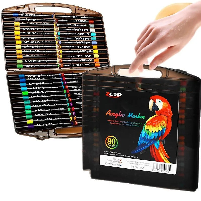 Acrylic Paint Markers with12/48/60/80Colors, Suitable for Rock, Glass, ArCeramics, Perfect for Crafts And SchoolSupplies
