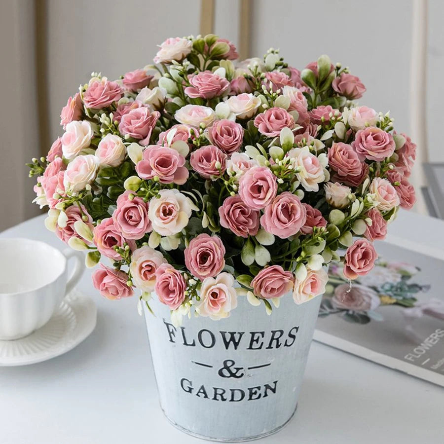 Artificial Flowers Silk Rose Wedding Bridal Bouquet Home Table Outdoor Garden Archway Ultraviolet Proof DIY Gift Room Decoration