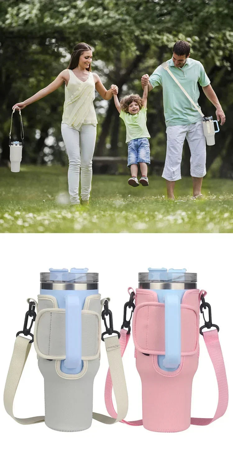 40oz Water Bottle Carrier Bag Pouch Cover for Thermos Water Bottle Holder Adjustable Shoulder Strap Mug Cover