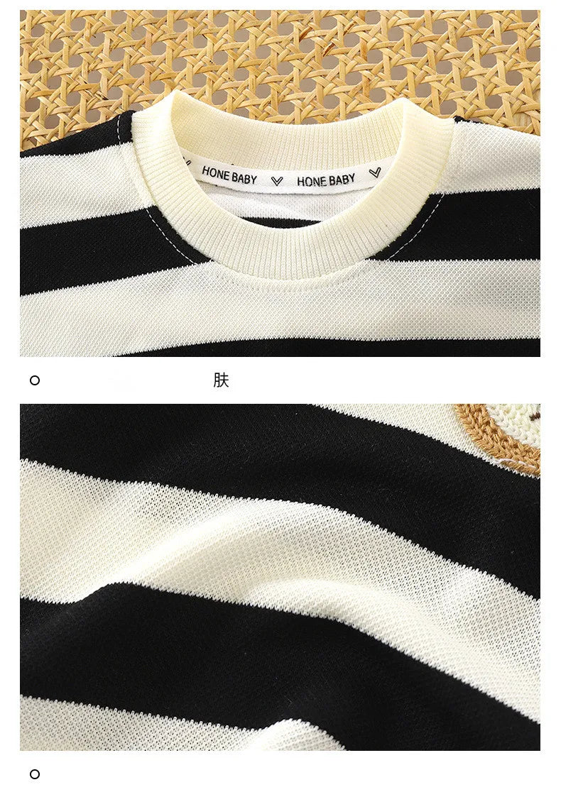 Children's Suit 2PCS Set New Summer Short Sleeve +Shorts Striped Boy Girl Child T-shirt Baby Clothes Children's Clothing