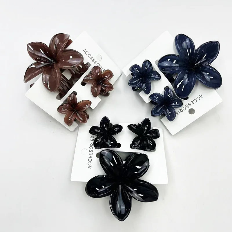 3Pcs/Set Sweet Flower Colroful Gradient Hair Claws Ponytail Cip Clamp Barrettes Hairpins For Women Girl Beach Hair Accessories