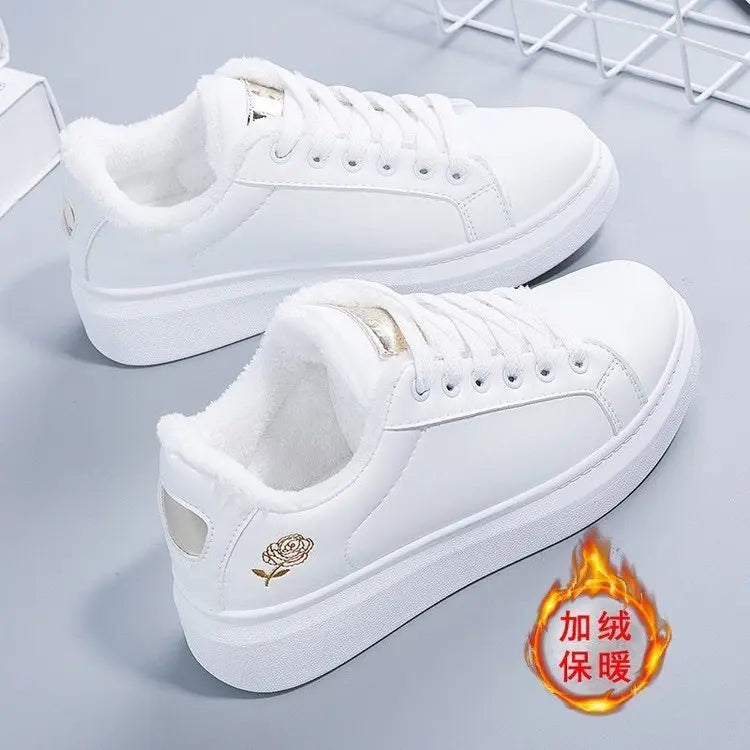 Fashion White Breathable Women Running Shoes 2023 Spring Autumn Embroidered Flower Lace-Up Casual Sneakers Zapatos De Mujer