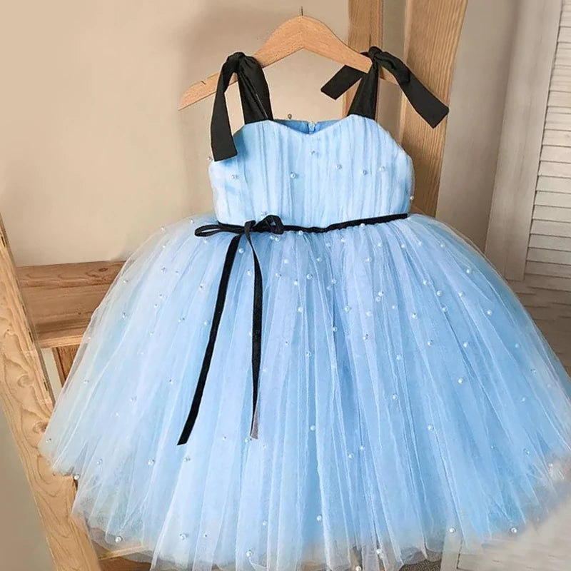 12M Baby Girl Princess Dress Infant One Year Birthday Outfits Toddler Girl Flower Bow Evening Party Tutu Gown Kids Gala Clothes