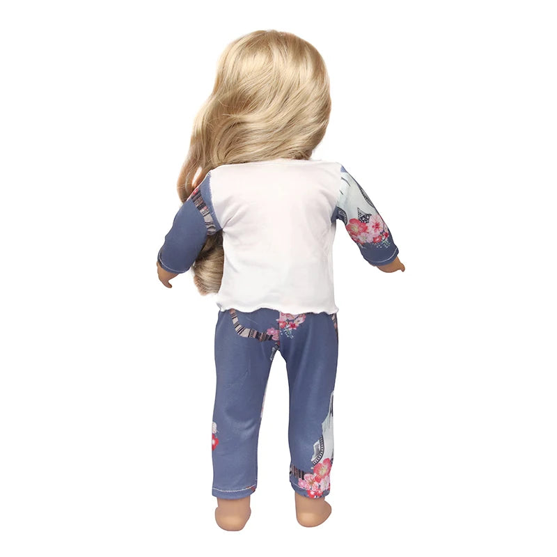 Doll Clothes Pajamas  For 43cm Baby New Born&American 18 Inch Girl Doll Unicorn Shark Cartoon Clothes Suit For Generation Doll