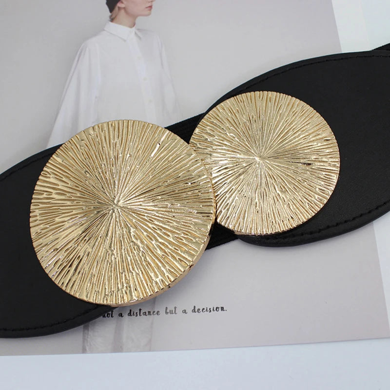 Wide Elastic Waist Belt Ladies Retro Fashion Stretchy Stylish PU Leather Waistband forClothing Accessories  Decoration