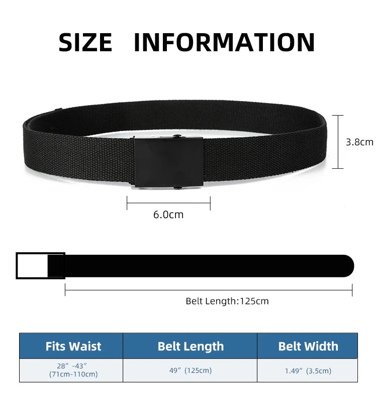 New Men Belt New Fashion Unisex Waist Belt Jeans Male Casual Luxury Canvas 3.8cm Webbing Waistband Ceinture Femme