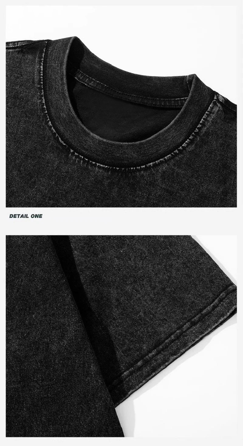 2025 Vintage Washed T-Shirts Street Hip Hop Retro Punk T Shirt women Harajuku Casual Cotton Short Sleeve Acid Wash TShirts top