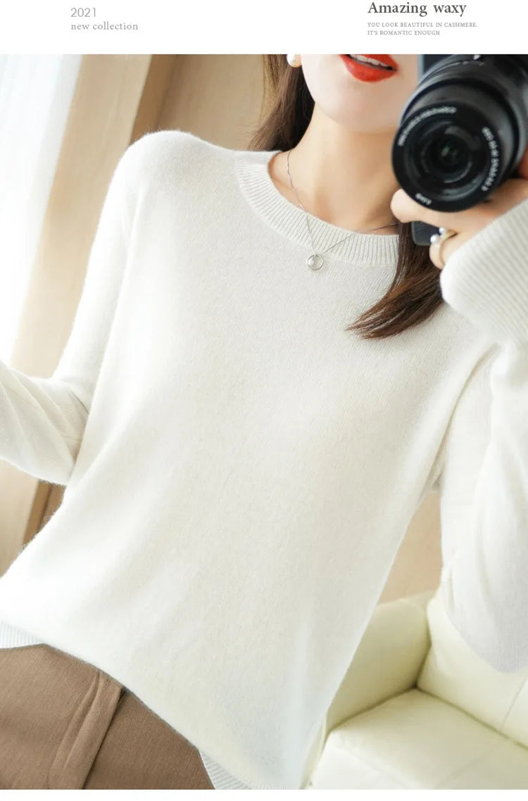 Women Sweater O-neck Autumn Winter BasicPullover Warm Casual Pulls Jumpers Korean FashionSpring Knitwear Bottoming Shirt 2023