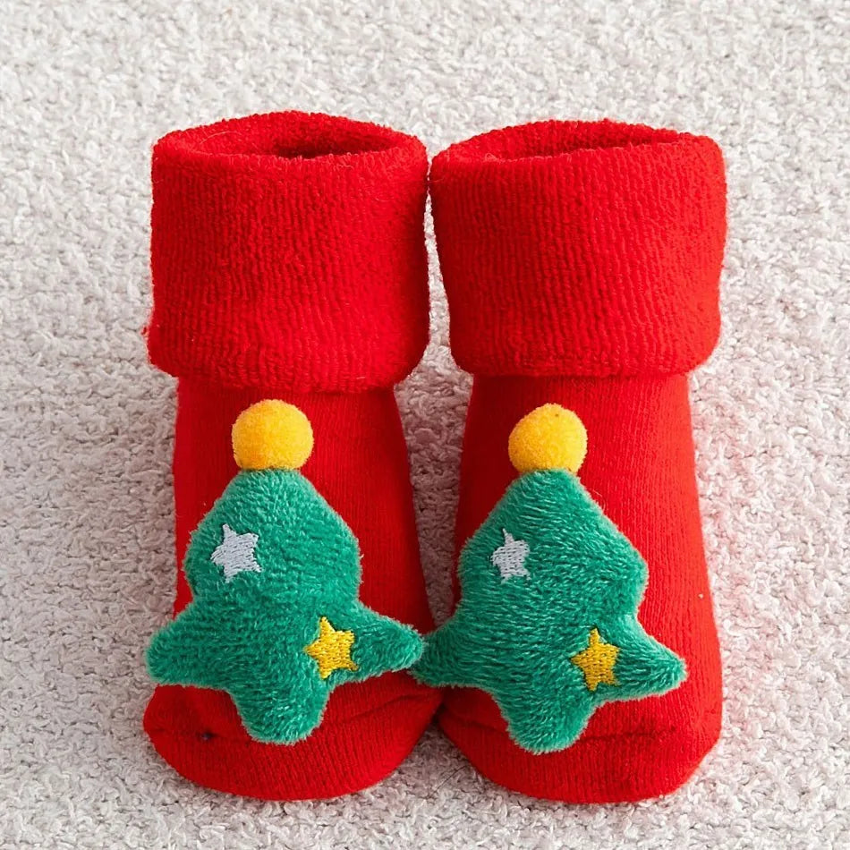 0-3 Years Children Clothing Accessories Infant Non-Skid Anti-Slip Stuff Boy Girl Floor Warm Christmas Stockings Kids Socks