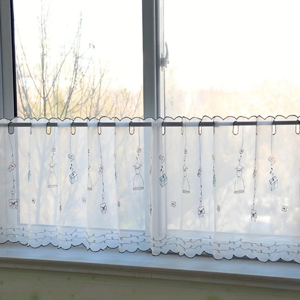 Kitchen Curtain Short Curtain Valance Lovely Cabinet Window Drapes Small Window Curtain Home Decor Transparent Voile