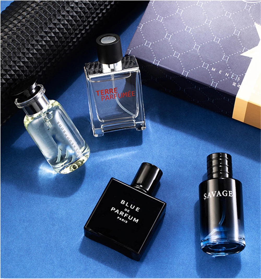 Luxury Brand Perfume Men Cologne Parfums Homme Gift Box 4Pcs Set 100ml Perfumes Masculinos Natural Floral Fruity Scent Spray