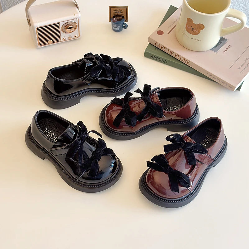 Children Leather Shoes Spring New Princess Shoes for Girls Wine Red Versatile Kids Fashion Wedding Party Mary Jane Shoes Glossy