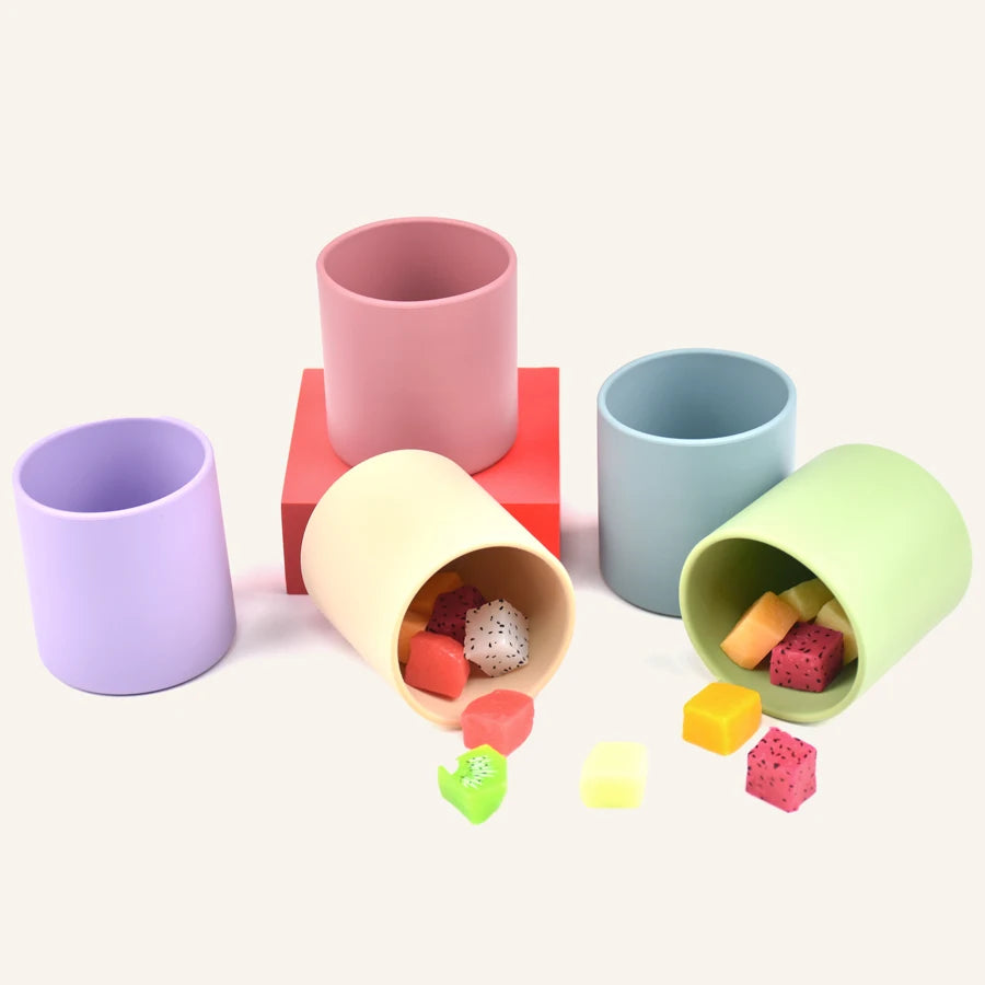 Color Kids 1PCS Food Grade Silicone Baby Training Cup BPA Free Infant Self Feeding Drinking Beginner Open Mouth Design Cup