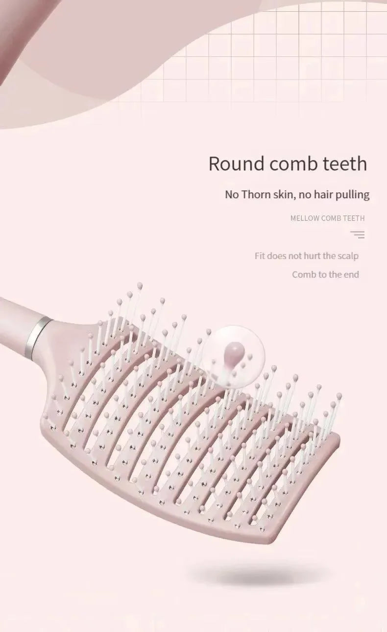 Hairdressing Wide Tooth Hair Comb Wet Curly Massage Brush Gentle Pink Hollow Scalp Massage Comb Barber Styling Hairdressing Tool